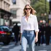 Camisa Blanca Nueva de Primavera y Otoño para Mujer Camisa Holgada de Manga Larga Ropa de Trabajo para Mujer de Comercio Exterior Estación Independiente Europea y Americana Transfronteriza