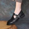 Nuevos Zapatos Planos de Piel de Vaca Lavada Estilo Británico Punta Redonda Hebilla Ajustable Piel Suave Primavera 2025