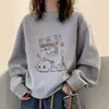 Moletom Retrô Americano Solto Plus Size para Meninas Gordas Gola Redonda Outono Fino Jaqueta Casual Slimming Cobrindo a Barriga Top