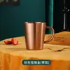 Copo de Água de Camada Dupla em Aço Inoxidável 304 Estilo Coreano Copo de Cerveja Copo de Boca com Isolamento Térmico Caneca de Bebida Doméstica com Alça Gravação