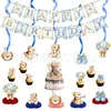 Faixa de Aniversário Ursinho de Pelúcia Desenho Animado Transfronteiriça Topper de Bolo Conjunto de Decoração de Cena para Festa de Primeiro Aniversário Infantil Atacado