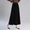 Moderna falda A-line de terciopelo dorado con estampado de leopardo para mujer, nuevo estilo otoño e invierno 2026, falda larga elegante y estilizada, falda acampanada de cintura alta