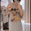 Camisola de Meia-Manga em Modal de Alta Elasticidade com Desenho do Mickey para Mulheres, Estilo Fino Que Pode Ser Usado Fora de Casa, Camiseta Casual, Roupa de Casa, Estilo Feminino