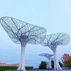 Arcada Curva de Aço Inoxidável, Estrutura de Aço de Forma Especial, Corredor Paisagístico, Pavilhão de Metal Moderno para Parque, Escultura de Ferro em Forma de Árvore