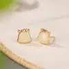 Yuebao Joyería Jade Natural Hetian Plata de Ley S925 Chapado en Oro Caballo Animal del Zodiaco Año Super Lindo Lindos Aretes Aretes de Botón