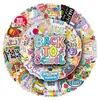 50 Adesivos de Grafite para o Início da Temporada Escolar, Desenho Animado Fofo Inglês Criativo Impermeável Decorativo Adesivos para Garrafa Térmica Celular Bolso