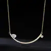 Nuevo Collar de Plata 925 Corazón Moissanita Lleno de Colgante de Moissanita Cadena para Clavícula Regalo para Niñas