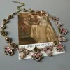 Brincos Flor de Diamante Geométricos Usados Colar Luxo Acessível Nicho Corrente de Clavícula de Alta Qualidade Conjunto de Joias Estilo Palácio para Mulheres
