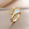 Anillo Exquisito Super Brillante de Circonita para Niñas, Lujo Accesible y Anillo de Apertura Ajustable de Gama Alta, Baño de Oro Real Simple