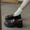 Zapatos de cuero para mujer estilo universitario con suela gruesa de 4 cm de altura, colección otoño 2026, puntera redonda, versátiles, ligeros, mocasines JK