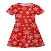 Suministro Transfronterizo Europeo y Americano Vestido de Niña Verano Manga Corta Impresión Digital 3D Vacaciones Copo de Nieve Alce Moda