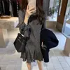 Em estoque, lindo vestido curto Ouni com mangas sino, babados, estampa de bolinhas, manga longa, novo estilo vintage 2026