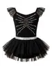 Vestido de Ballet Feminino com Strass e Mangas Curtas Leves, Vestido de Malha com Alça, Roupa de Dança para Apresentação de Palco Infantil Venda por Atacado
