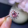 Anel de Turmalina Natural com Cravação em Prata Esterlina S925 O Cristal é Limpo, Tem Boa Cor e Bom Fogo, com uma Pedra Principal Medindo 6*8mm.