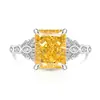 Transmisión en vivo súper ventas anillo cuadrado corte flor de hielo gema de color anillo de dedo bañado en oro real diamante de alto carbono súper brillante para mujer venta al por mayor transfronteriza gota a gota