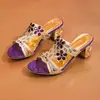 Sandalias de verano para mujer de talla grande, transfronterizas europeas y americanas, nuevas, sexys y a la moda, con punta abierta, pedrería y tacón alto