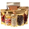 Bolsa stand-up de folha de alumínio dourada, saco transparente colorido auto-selante para alimentos, saco de embalagem selado à prova de umidade para nozes e chá