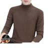 Ropa interior térmica gruesa con forro polar de invierno para hombre, camiseta de manga larga con cuello medio alto de color sólido para hombre, camiseta base de forro polar de doble cara, moderna