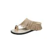 Pantuflas de Cuña sin Cierre para Mujer, Nuevo Estilo Verano 2026, Pantuflas Populares de Estilo Étnico Marca H con Borlas para Mujer