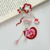 Coração Vermelho Cereja Doce Bolo Estilo Ins Coreano Feminino Cordão de Contas Corrente de Celular Pingente Chaveiro