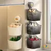 Estante de Almacenamiento para Cocina sin Taladro, Caja de Almacenamiento Montada en la Pared para Jengibre, Ajo y Especias, Cesta de Almacenamiento Transparente Multiusos