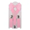Conjunto de Gravata Borboleta com Suspensório Y de 3 Presilhas Cor Sólida Universal para Meninos e Meninas Conjunto de Duas Peças para Bebês