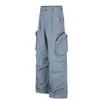 Pantalones Funcionales Plegados de Paracaidista para Hombre, Marca de Moda High Street, Diseño de Bolsillo 3D con Cremallera, Pantalones Casuales de Pierna Recta para Trabajo