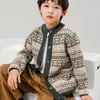 Cardigan de Cachemira para Niños con Jacquard Vintage de Tres Hilos, Diseño de Manga Larga de un Solo Botón, Chaqueta Tejida para Otoño e Invierno