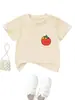 Amazon eBay sitio independiente moda linda y divertida ropa para niños estampado de flor de tomate en el pecho camiseta de cuello redondo