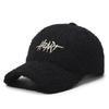 Sombrero de Otoño e Invierno para Mujer Estilo Coreano Grueso Cálido Gorra de Béisbol Imitación Lana de Cordero Bordado Letra Bordada Gorra Combinable
