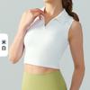 Ropa de Yoga de Cuello Alto para Mujer con Solapa Sin Mangas Ajuste Ceñido Transpirable para Correr al Aire Libre Ropa de Fitness Chaleco Deportivo con Almohadilla en el Pecho