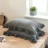 Fundas de almohada de algodón lavado clase a, algodón puro, un par de fundas de almohada grandes individuales para adultos, fundas de almohada con borde de algodón puro 48X74