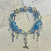 Pulseira Super Fada Estilo Oceano Lágrimas de Sereia do Mar Profundo, Idioma da Sereia Pérola Azul Marinho Pulseira de Casal de Luxo Leve Presente de Feriado