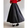 [Saia Nuvem Creme] Saia Midi Evasê Texturizada Estilo Retrô Francês Geming para Mulheres Outono Saia Linha A N727C