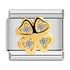 Pulseira de Aço Inoxidável Transfronteiriça Moda Luxo Leve Micro-Incustada Flor de Zircônia Gota de Óleo Desenho Animado DIY Módulo Italiano