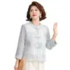Nova Roupa de Chiffon para Mães de 40-60 Anos, Mulheres de Meia-Idade e Idosas, Tops Leves, Cardigans de Verão Estilo Chinês