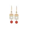 Plata de Ley 925 Chapada en Oro con Jade Hetian Natural Incrustado, Aretes Vintage Delicados de Estilo Palacio para Mujer