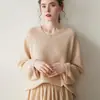 ¡Suave y sofisticado! Suéter de cachemira de corte holgado con borde enrollado para mujer, capa base de punto con cuello en V, top simple y versátil