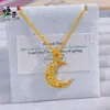 Colar com Pingente Popular de Cobre Banhado a Ouro para Mulheres com Designs de Estrela, Lua e Flor, Apresentando Motivos Florais Vazados e de Lua