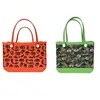 Bolsa de Playa Impresa por Transferencia de Agua Bolsa Grande con Agujeros de Eva Bolsa de Cosméticos Estilo Vaca Estampado de Leopardo Estilo Béisbol Bolsa de Playa de Eva Impresa