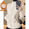 Chamarra de Yoga con Forro de Polar Otoño Invierno Cuello Alto Cremallera Ropa de Fitness Adelgazante Calidez Top Deportivo Manga Larga Chamarra de Running