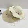 Sombrero de Paja de Playa de Ala Ancha para Mujer Verano Viajes a la Costa Vacaciones Protección Solar Guirnalda Sombrero para el Sol Sombrero para el Sol de Ciclismo al Aire Libre