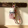 Colgante de cuerda tejida colorido retro para chica, decoración de bolsa de tela de dibujos animados, accesorio creativo para llavero de teléfono móvil y coche