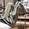 Jeans Cor de Lama Amarela design masculino zíper fenda high street perna larga retro americano lavado desgastado reto calças
