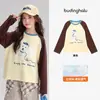 Ropa de Otoño Pudding Haru para Niñas, Ropa Infantil de Moda, Camiseta de Manga Larga Raglán de Dibujos Animados Nueva de Otoño 2026 para Niños