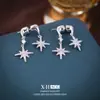 Pendientes Únicos de Estrella de Ocho Puntas con Circonita, Estilo Francés de Lujo Ligero, Pendientes de Uso Bidireccional, Pendientes de Moda Exquisitos, Dulces y Frescos para Mujer