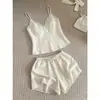 Conjunto de Pijama de Camisola con Ribete de Encaje y Shorts de Nuevo Estilo para Verano para Mujer Dulce Estilo Pequeño Chanel Conjunto de Ropa de Casa