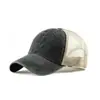 Boné de beisebol de malha customizado com aspecto desgastado e lavado, com malha respirável, boné casual americano para proteção solar, boné trucker