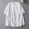 Foto Real de Verano Retro Nuevo Botón Chinoiserie Bordado Casual 2025 Camisa Elegante Camisa de Punto Acordeón de Manga Corta Jersey