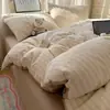 Conjunto de quatro peças 100% algodão, capa de edredom minimalista xadrez estilo japonês, conjunto de cama de três peças para dormitório de estudante masculino